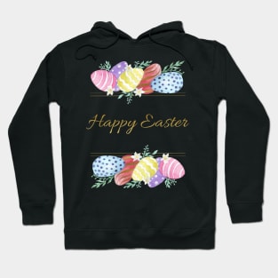 Happy Easter with colorful eggs and flowers Hoodie